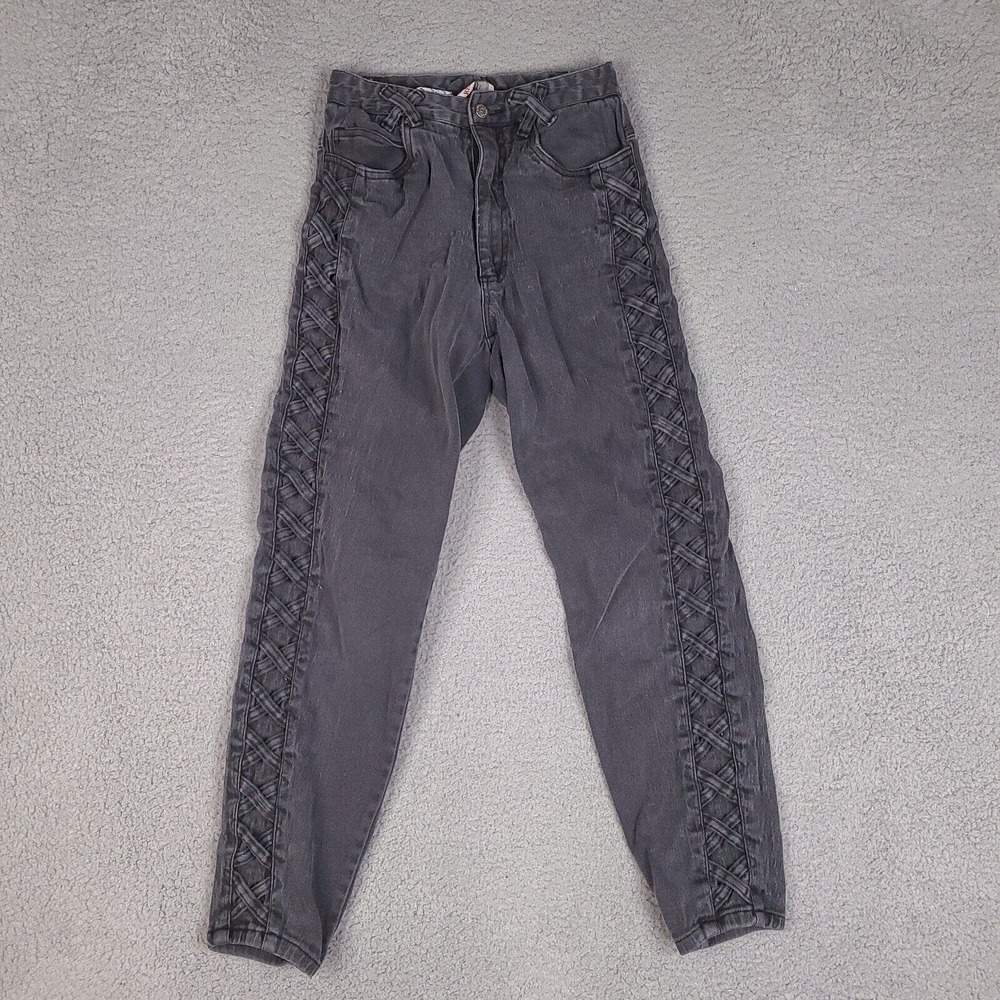 Vintage Denim Republic Jeans Girls Size 7/8 Black High Rise Denim Faded